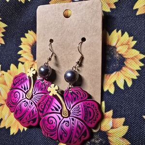 Pink Floral Earrings